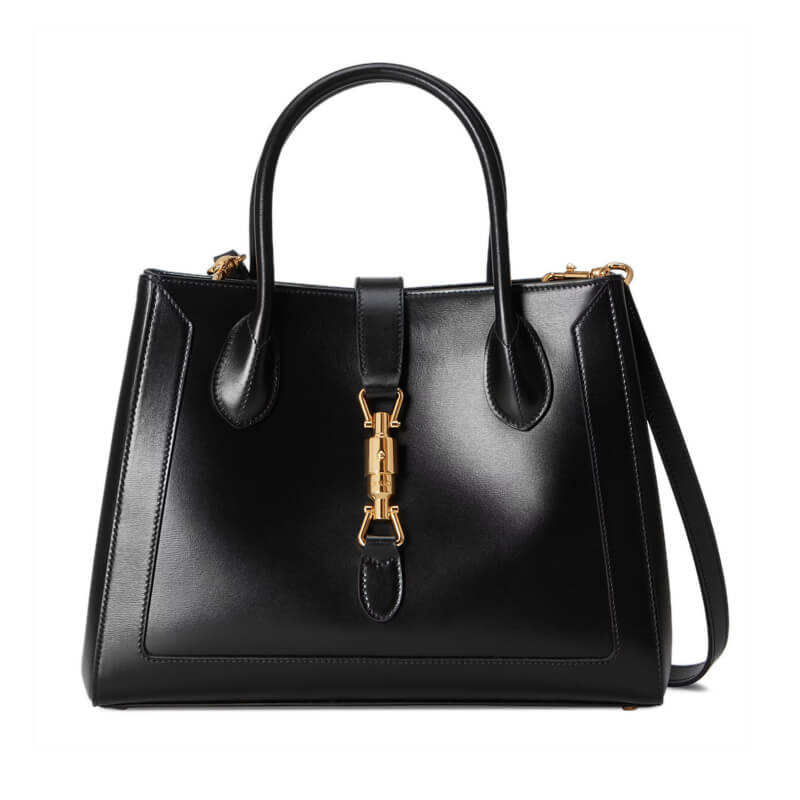 Gucci Jackie 1961 mittelgroße Tasche in schwarzem Leder 649016