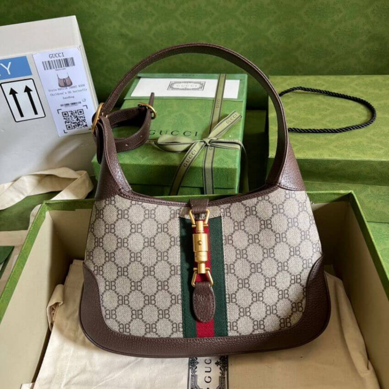 Gucci x Balenciaga Jackie 1961 Kleine Hobo Tasche 680118 Kaffee