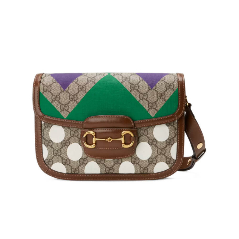 Gucci Horsebit 1955 Umhängetasche mit geometrischem Druck 602204