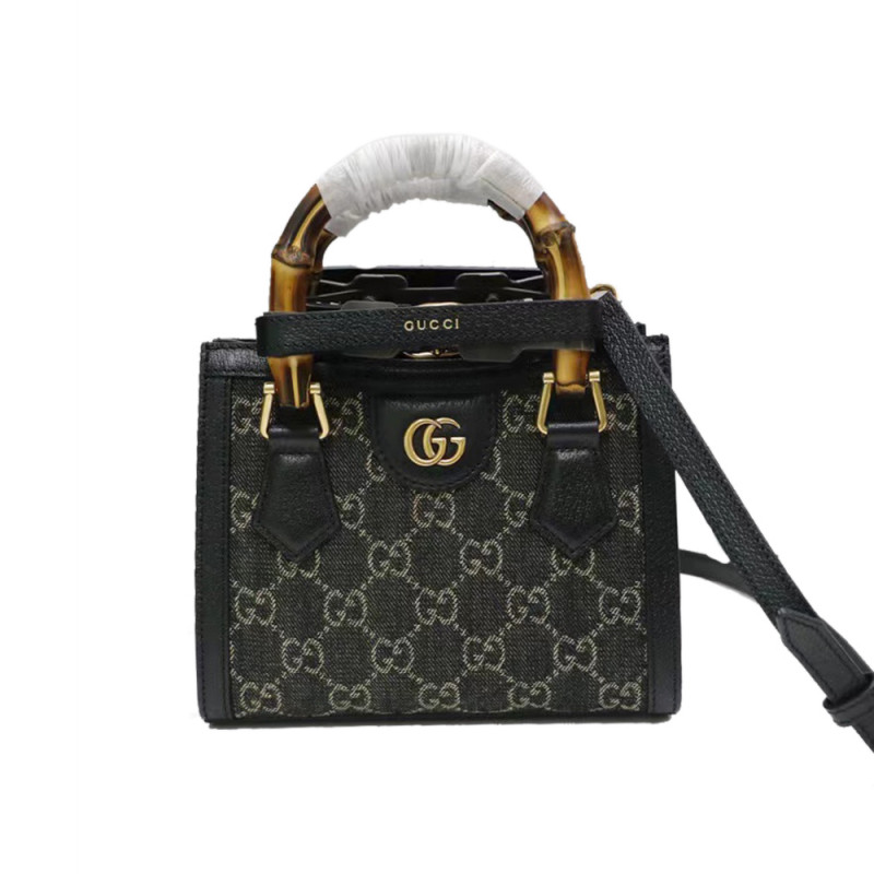 Gucci Diana Mini Tasche 655661 in schwarzem Jeans