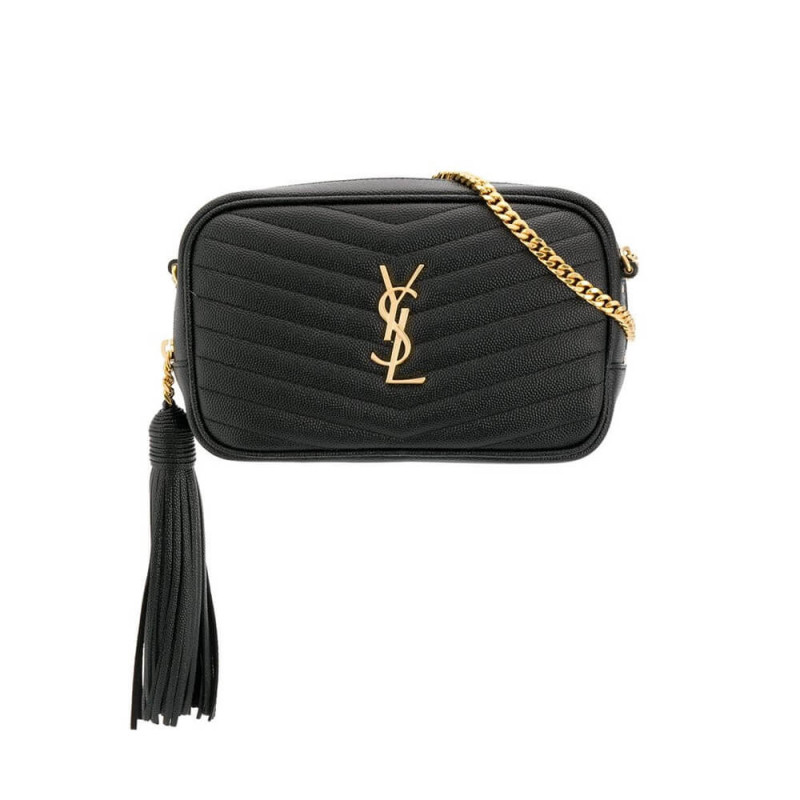 YSL Saint Laurent Lou Mini Kameratasche 585040 in Getreideleder schwarz