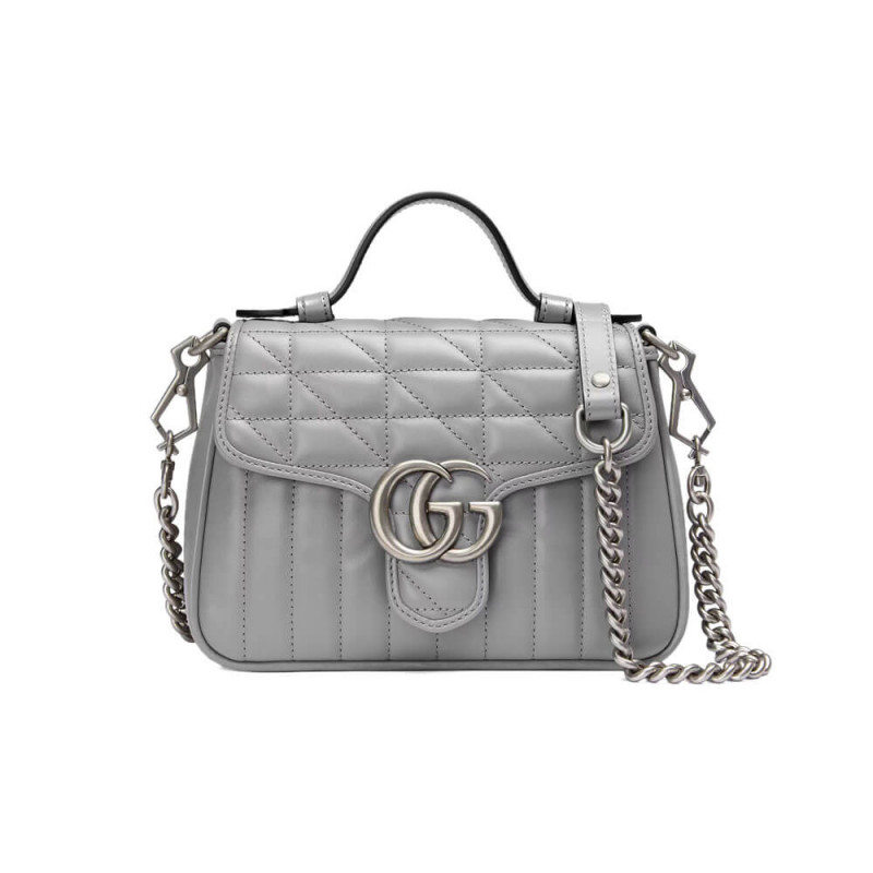 Gucci GG Marmont Grey Matelasse Leder Mini Top Griff 583571