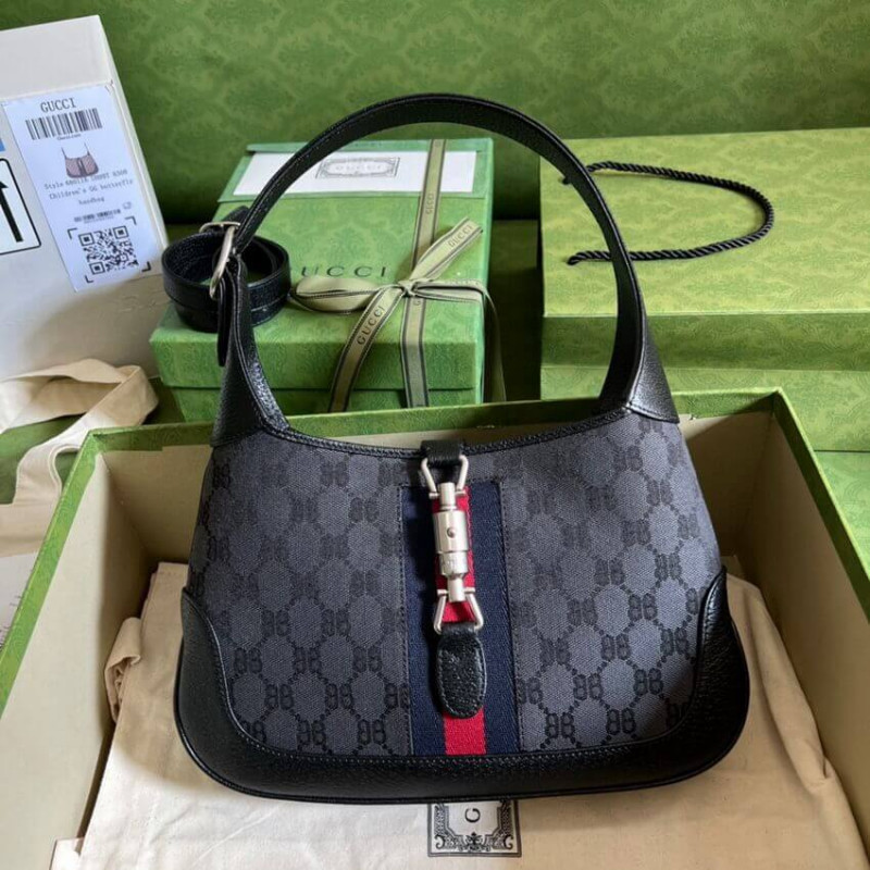 Gucci x Balenciaga Jackie 1961 Kleine Hobo Tasche 680118 Schwarz