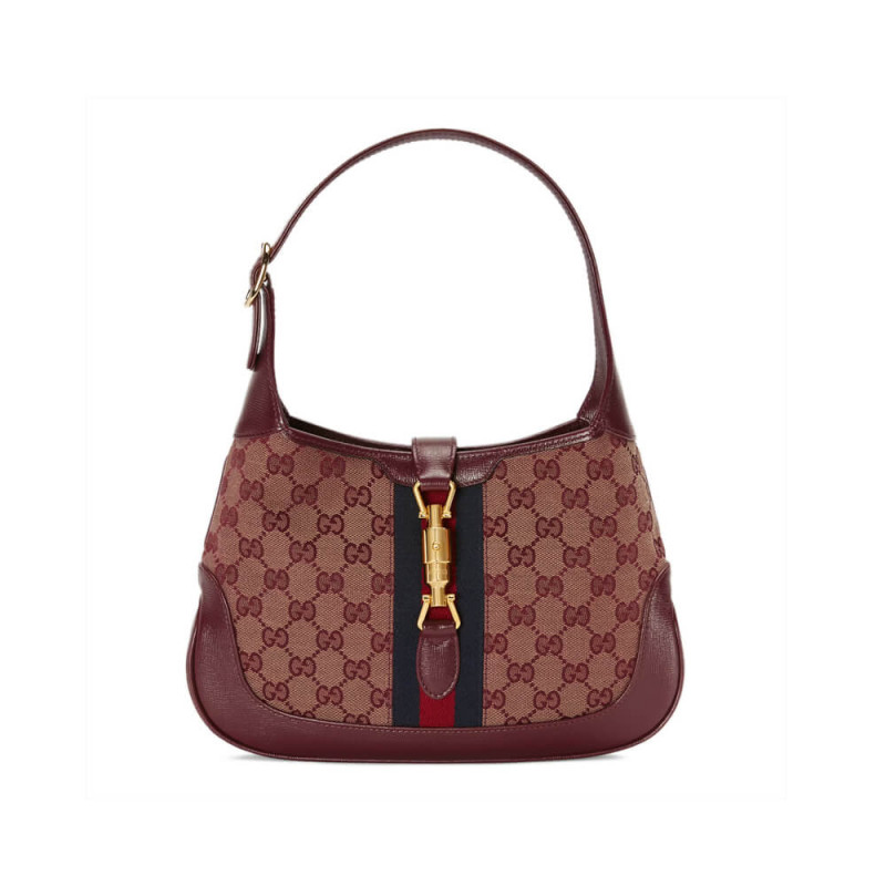 Gucci Jackie 1961 Kleine Umhängetasche 636706 in Burgundy GG Leinwand