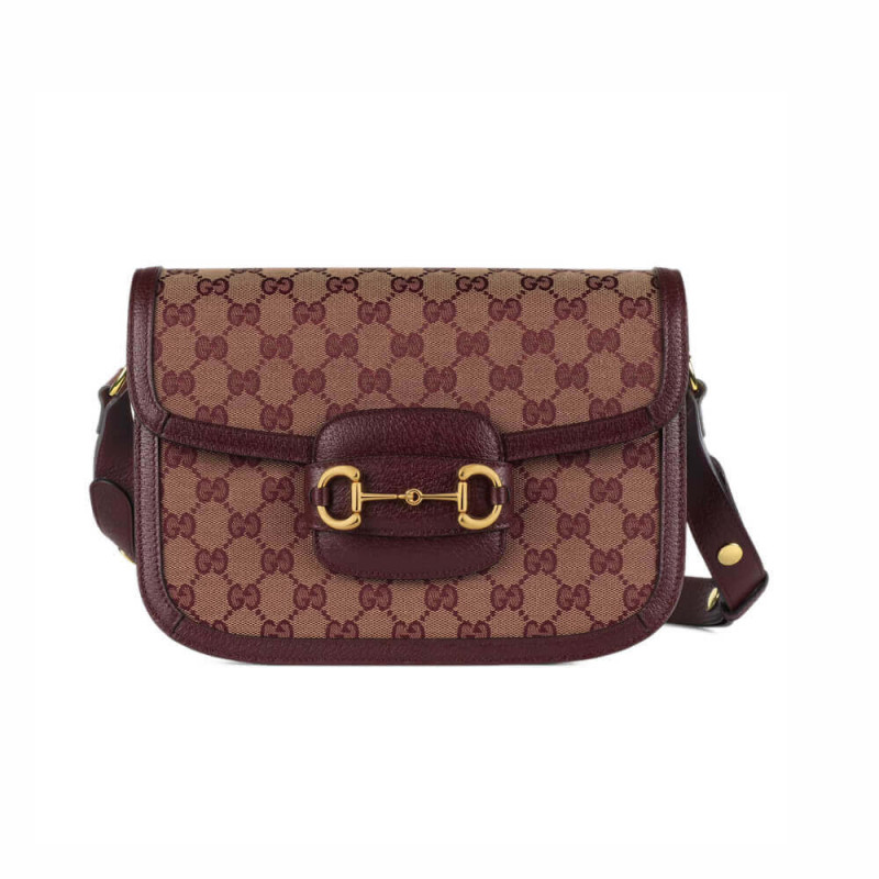 Gucci Horsebit 1955 Kleine Tasche 602204 in Burgundy GG Leinwand