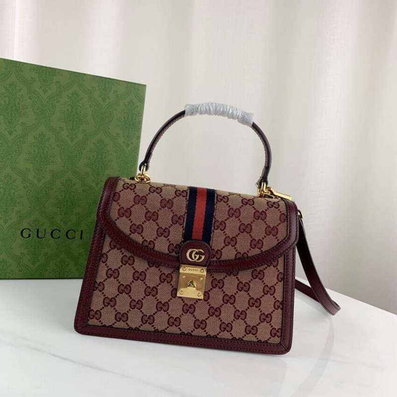 Gucci Ophidia kleiner Top Handle Tasche mit Web 651055 Burgund