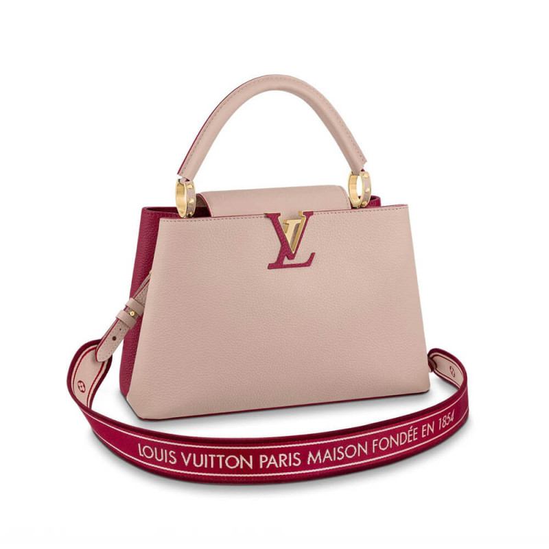 Louis Vuitton Capucines MM M58610 Eierschale/Lie de vin rot