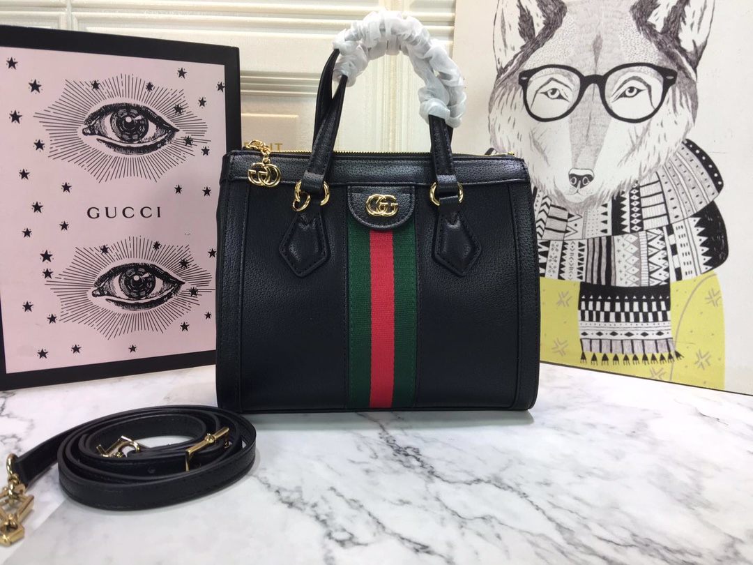 Gucci Ophidia kleiner Einkaufstasche Schwarz/Weiß