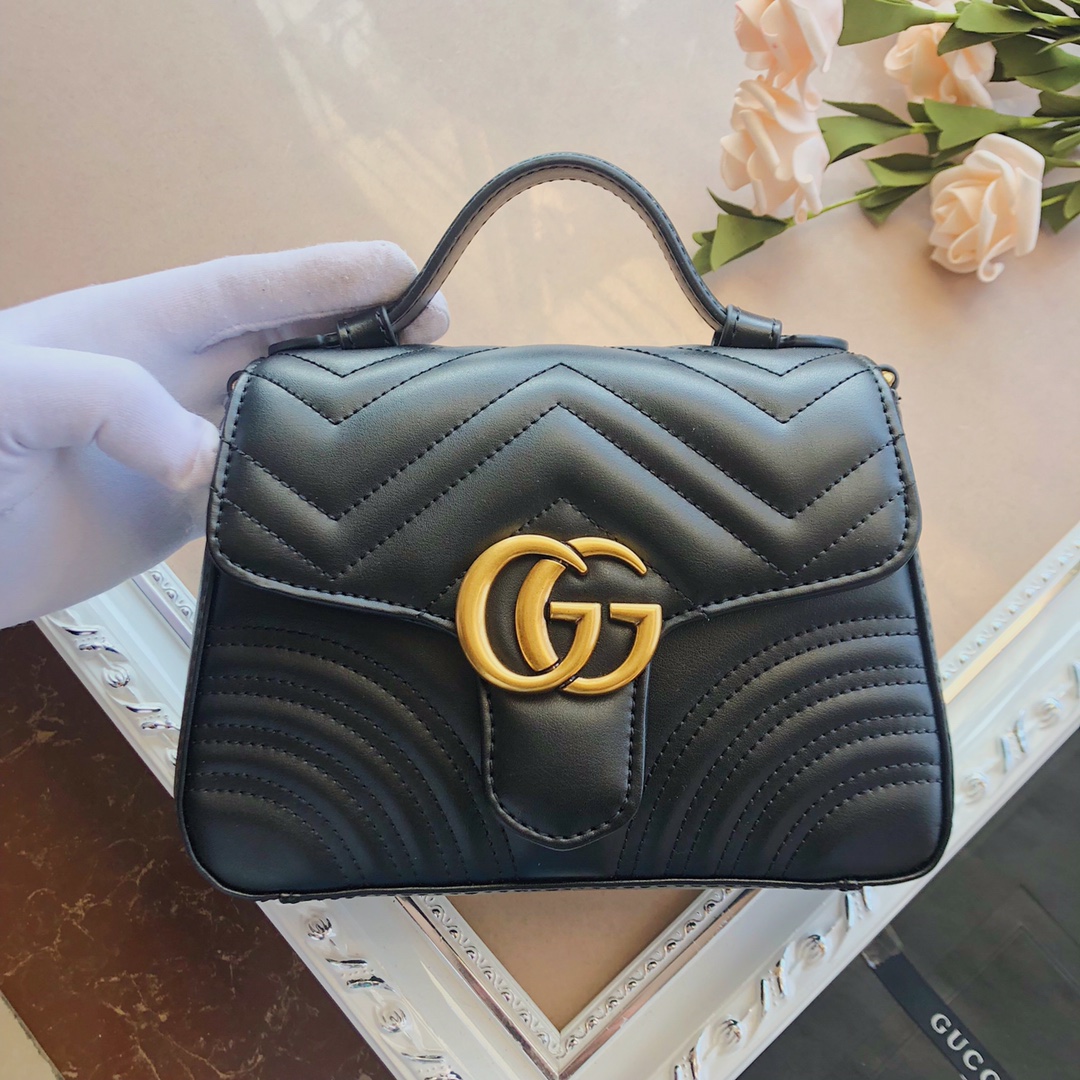 Gucci Marmont Top Griff Taschen Schwarz/Braun/Grün