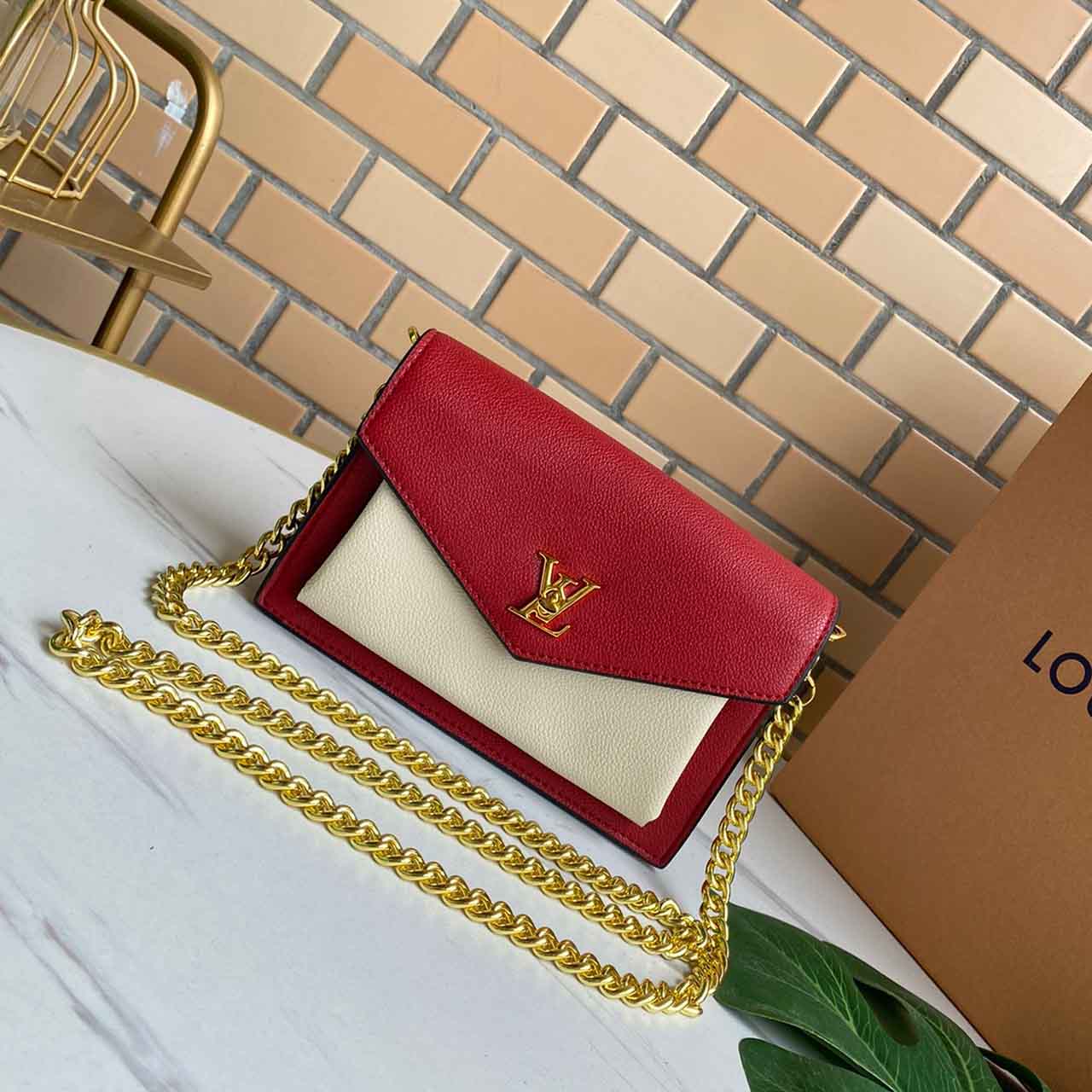 Louis Vuitton Mylockme KettenTaschen M56641 Rot/Pink&Weiß